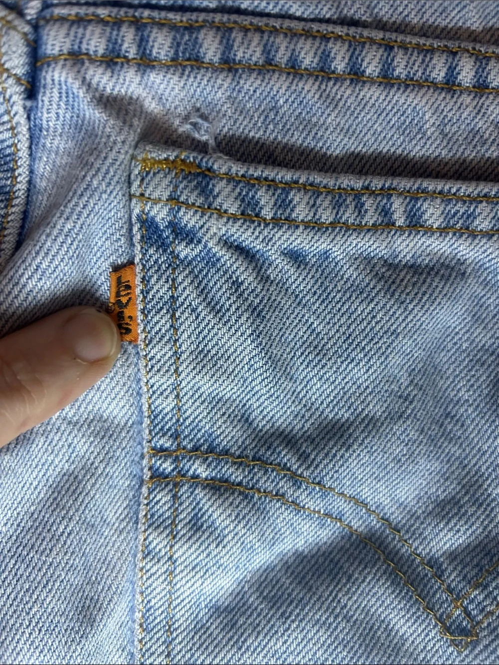Vintage 90s Levi's Light Wash Denim Shorts | High Rise Mom Shorts | Orange Tab - Picture 10 of 12
